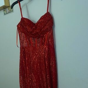 Dazzling Red Sequin Prom Dress